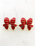 Enamel Red Bow Earrings