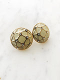 Florence Cream and Gold Enamel Crystal Dome Earrings