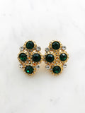 Introducing Harper, the perfect earrings to make your style stand out! These one-of-a-kind, emerald green clip-on earrings, with their glimmering crystals, will have you shining like a star (and feeling like one, too!) So, show a little sparkle, and strut your stuff!  Vintage Crystal  Gold Plated  Clip on Earrings  43mm x 26mm 