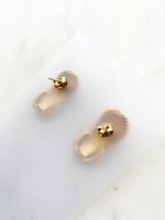 Cream and Gold Enamel Crystal Earrings