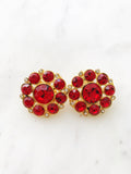 Hailey Vintage Red Crystal Clip on Earrings