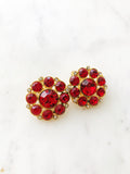 Hailey Vintage Red Crystal Clip on Earrings