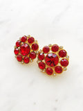 Hailey Vintage Red Crystal Clip on Earrings