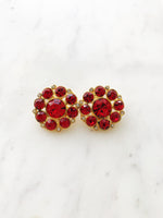 Hailey Vintage Red Crystal Clip on Earrings