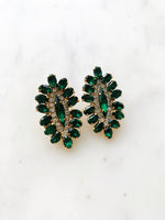 Leah Emerald Green Crystal Clip on Earrings