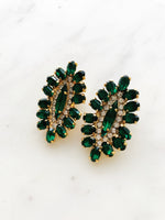 Leah Emerald Green Crystal Clip on Earrings