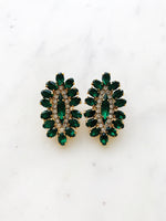 Leah Emerald Green Crystal Clip on Earrings