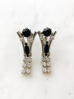 Alice Black & Silver Art Deco Crystal Clip on Earrings