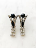 Alice Black & Silver Art Deco Crystal Clip on Earrings