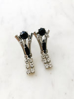 Alice Black & Silver Art Deco Crystal Clip on Earrings