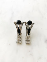 Alice Black & Silver Art Deco Crystal Clip on Earrings