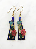 Vintage Cloisonne Blue Tiger Earrings