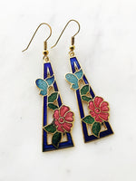 Vintage Cloisonne Blue Tiger Earrings