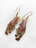 Vintage Cloisonne Red Tiger Earrings