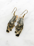 Vintage Cloisonne Black Tiger Earrings