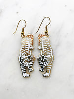 Cloisonne White Tiger Earrings