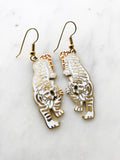 Cloisonne White Tiger Earrings