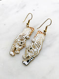 Cloisonne White Tiger Earrings