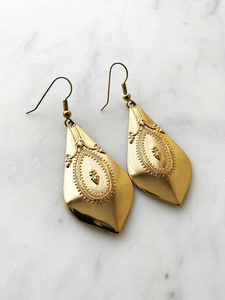 Vintage Cloisonne Gold Earrings