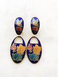 Vintage Cloisonne Blue Kitten Earrings