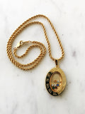Vintage Crystal Hard Gold Plated Oval Necklace