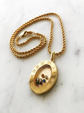 Vintage Crystal Hard Gold Plated Oval Necklace