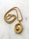 Vintage Crystal Hard Gold Plated Oval Necklace