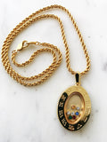 Vintage Crystal Hard Gold Plated Oval Necklace