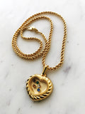 Vintage Crystal Hard Gold Plated Heart Necklace