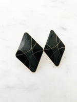 Vintage Cloisonne Retro Black Earrings