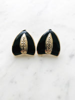 Gold & Black Enamel Earrings