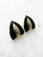 Gold & Black Enamel Earrings