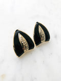 Gold & Black Enamel Earrings