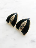 Gold & Black Enamel Earrings