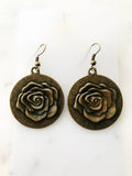 Antique Bronze Boho Flower Disk Earrings