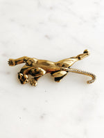 Gold Crystal Puma Brooch