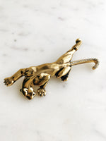 Gold Crystal Puma Brooch