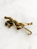 Gold Crystal Puma Brooch