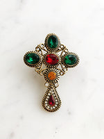 Crystal Cross Brooch