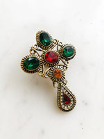 Crystal Cross Brooch