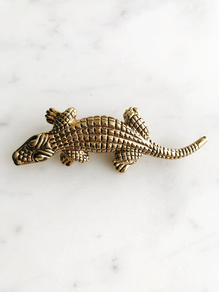 Gold Crocodile Brooch