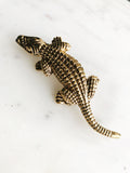 Gold Crocodile Brooch