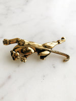 Gold Crystal Puma Brooch