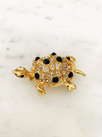 Turtle Gold Crystal Brooch