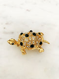 Turtle Gold Crystal Brooch