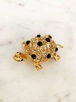 Turtle Gold Crystal Brooch