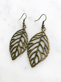 Antique Bronze Boho Leaf Earrings