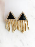 Betty Black & Gold Crystal Clip on Earrings