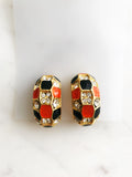 Alexia Orange Enamel Clip on Earrings