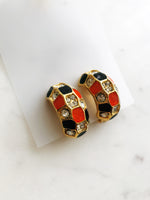 Alexia Orange Enamel Clip on Earrings